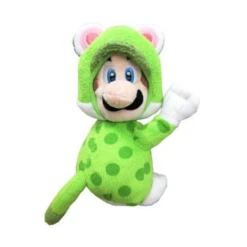 Super Mario Green Cat Luigi With Magnets 7" Plush By San - Ei