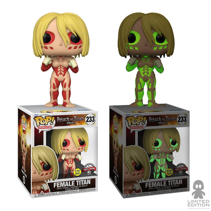 Funko 6" Exc : Attack On Titan - Female Titan (Glow In The Dark) (233) 2 Funko 6" Exc : Attack On Titan - Female Titan (Glow In The Dark) (233) - Image 2