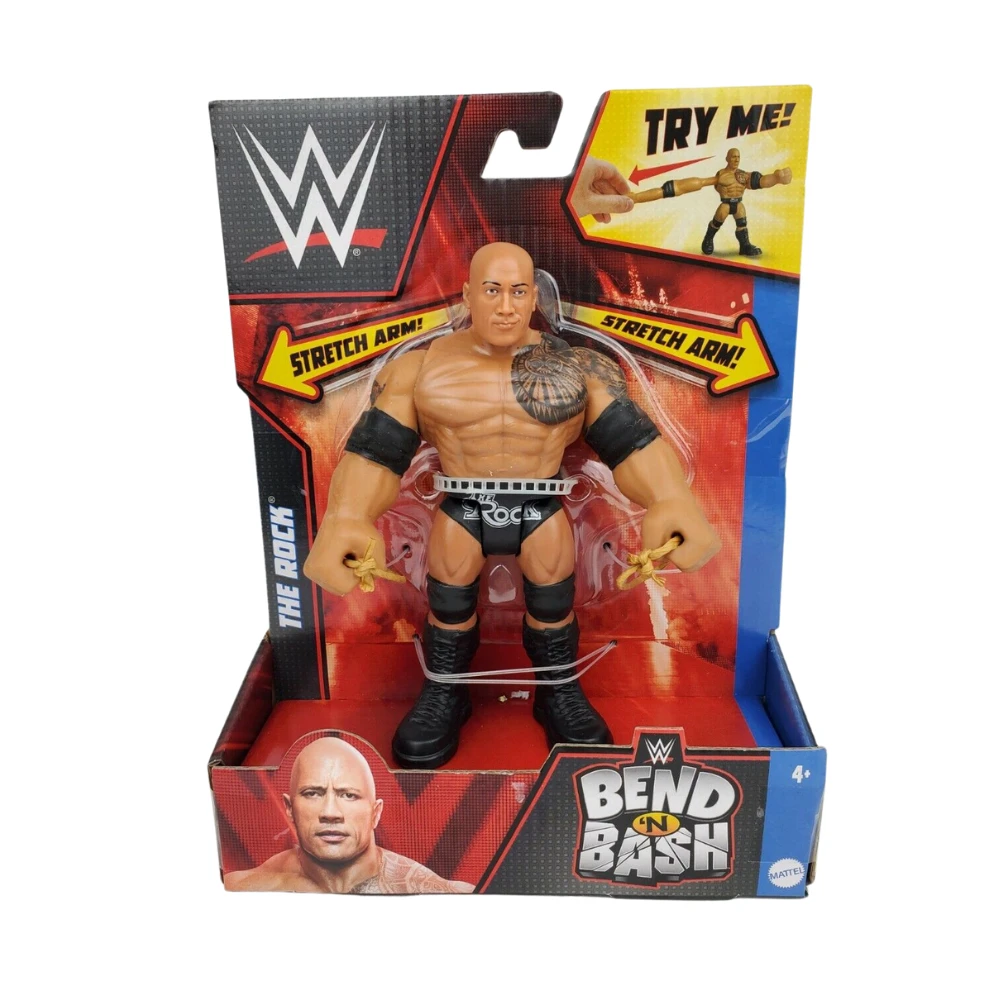 MATTEL WWE Bend 'N Bash The Rock Action Figure 1 MATTEL WWE Bend 'N Bash The Rock Action Figure
