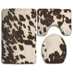 Bath Rug Cow Brown/White