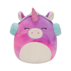 JAZWARES Squishmallow 5" Lola The Tie-Dye Unicorn With Headphones Plush Toy